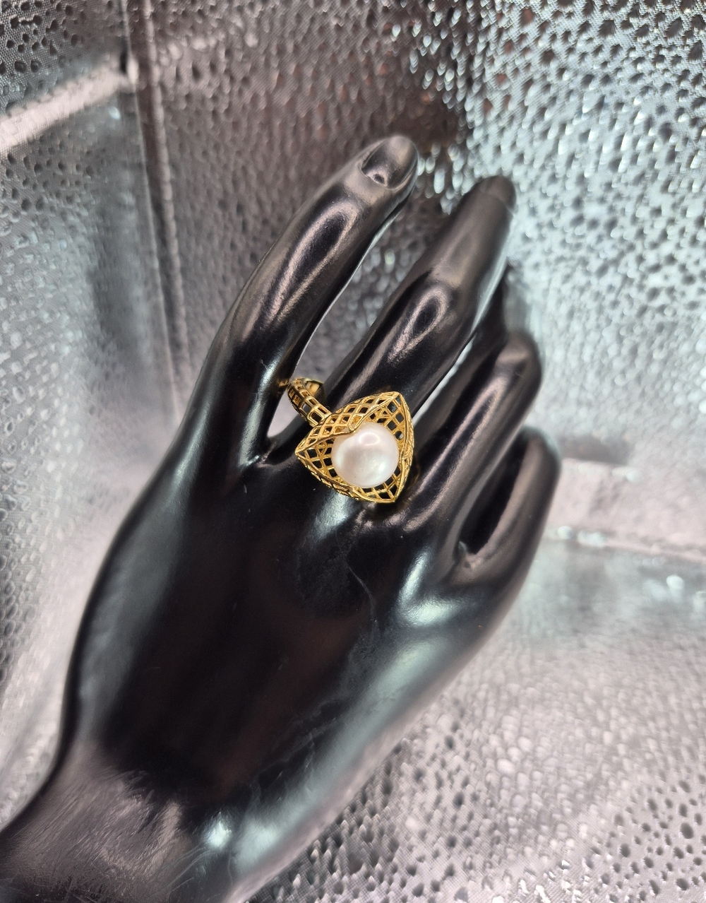 Cultured Pearl Filigree Ring
